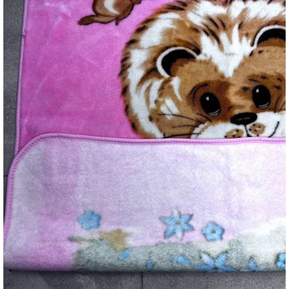 Lion Pink Fleece Butterfly Throw Blanket 40x50 Thick Soft Blue Flowers Unbranded